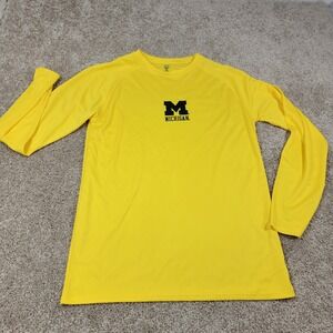 Pro Edge Men Michigan Wolverines Long Sleeve Athletic T Shirt Sz Medium Yellow